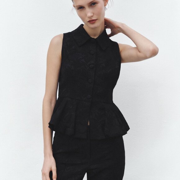 Zara Tops - Zara Jacquard Balloon Vest &  Seam Detail Pants SET - Size Small